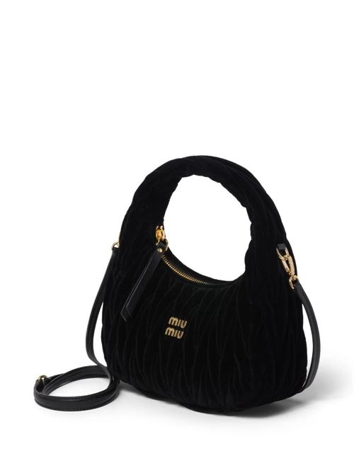 Black velvet matelassé effect bag Miu Miu | 5BC125V-OOY2EOMF0002